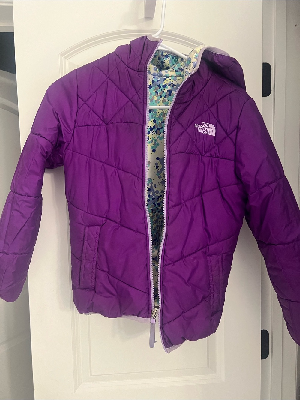 The North Face Purple Kids' Quilted Hooded Jacket—Like New Size 14/16